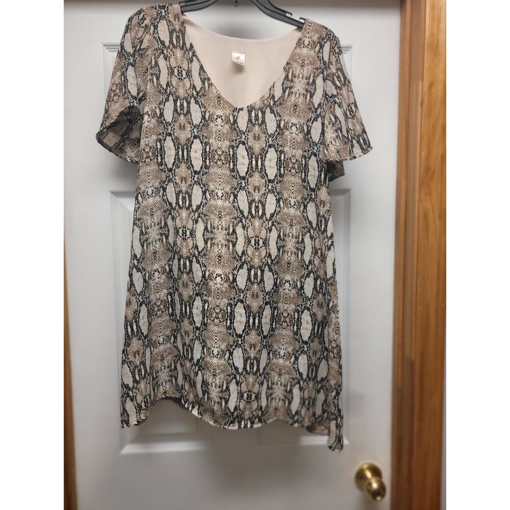 I Joah Snakeskin Print Shift Dress Women’s Beige Black Lined Boho
